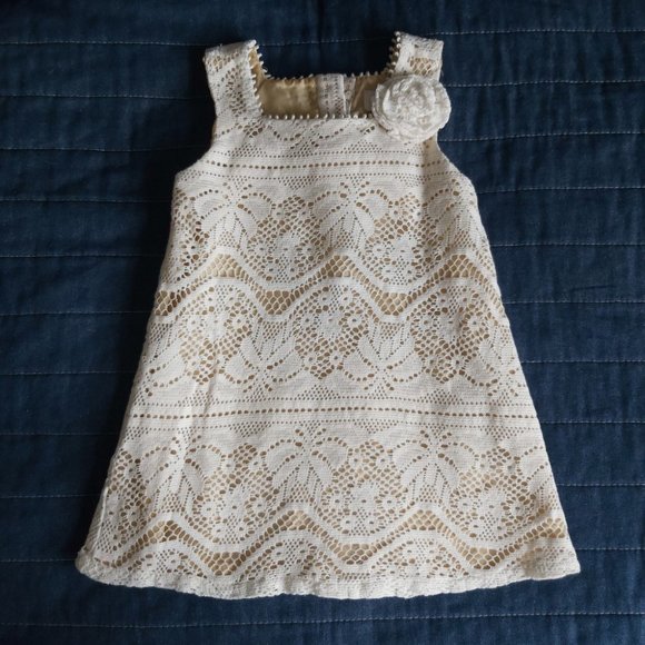 Camilla Other - 3/$20 Cream lace sleeveless, fully lined baby dress, size 1-2